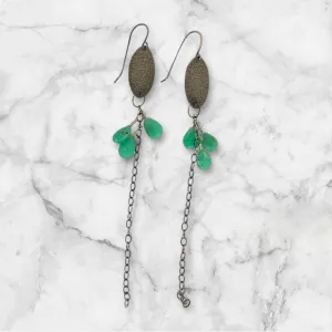 Oval Chrysoprase Drop Earrings