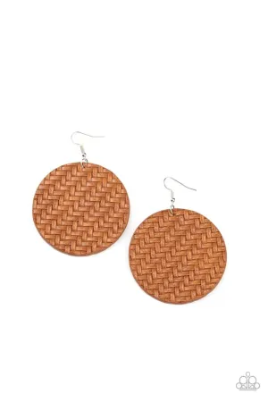 Paparazzi Earring ~ Plaited Plains - Brown