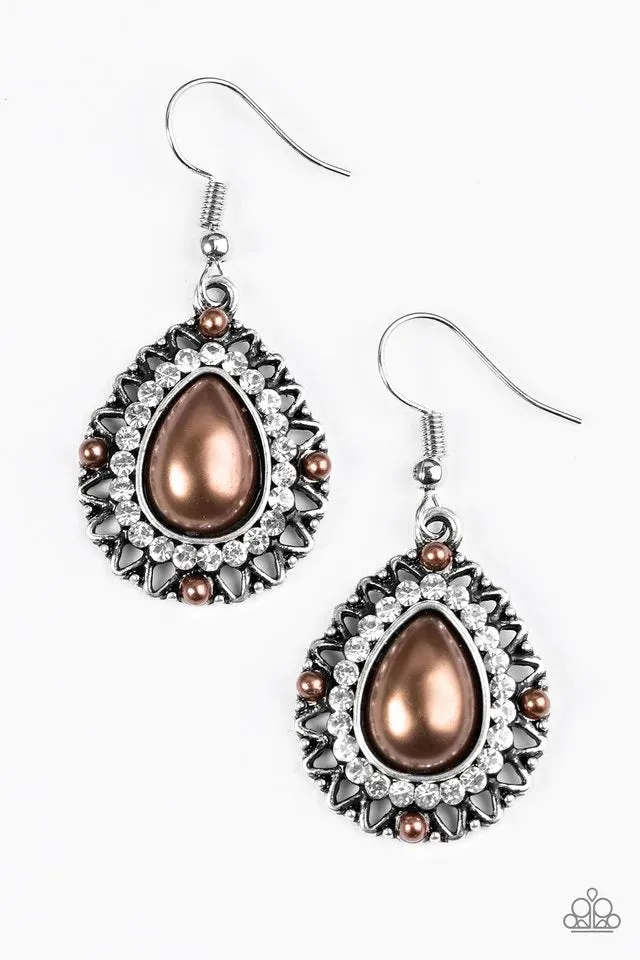 Paparazzi Earring ~ Red Carpet Sparkle - Brown