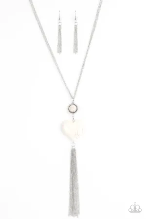 Paparazzi Necklace ~ Cold Cold Heart - White