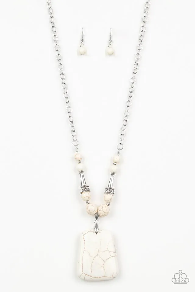 Paparazzi Necklace ~ Sandstone Oasis - White