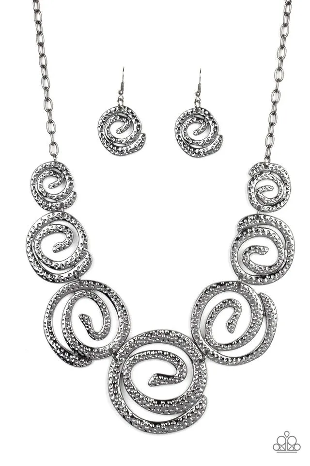 Paparazzi Necklace ~ Statement Swirl - Black