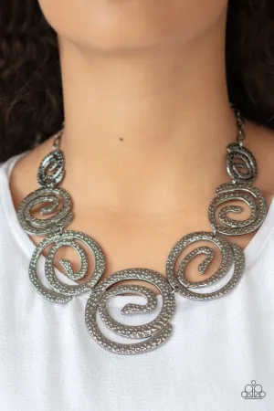 Paparazzi Necklace ~ Statement Swirl - Black