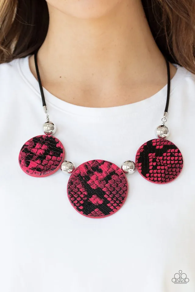 Paparazzi Necklace ~ Viper Pit - Pink