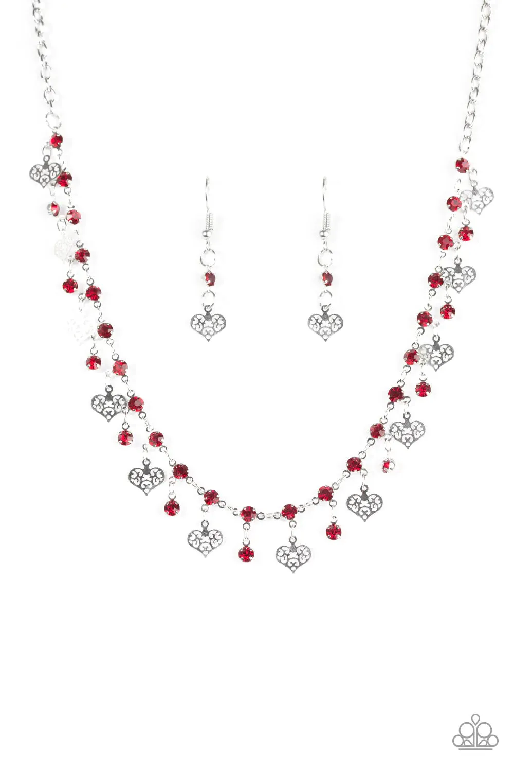 Paparazzi Necklace ~ With Open Hearts - Red