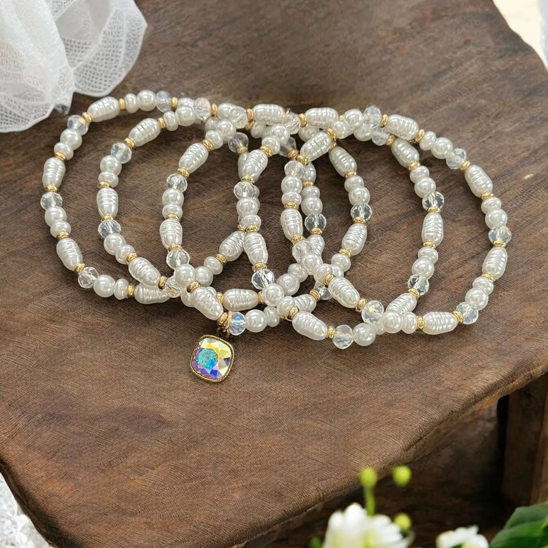 Pearl Beaded Bracelet Set