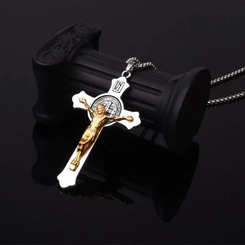 Personality Creative Jesus Cross Amulet Pendant Rock Casual Gift Catholic Christian Necklace