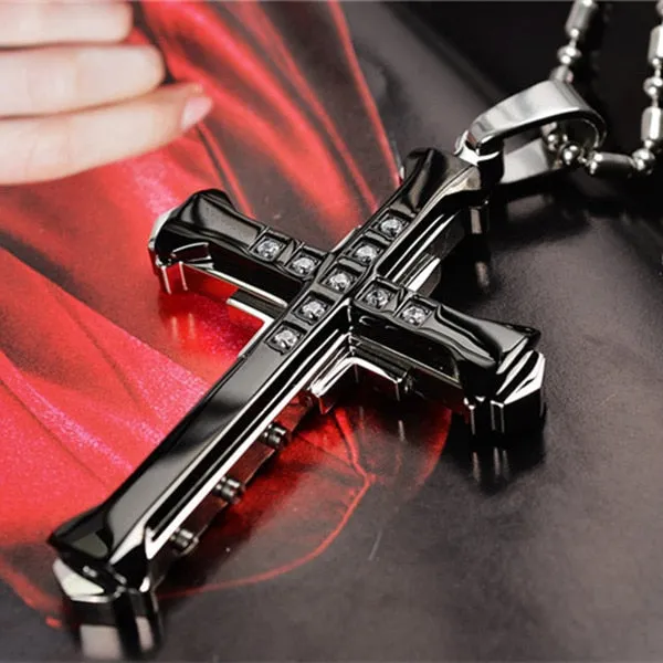 Personality Creative Jesus Cross Amulet Pendant Rock Casual Gift Catholic Christian Necklace