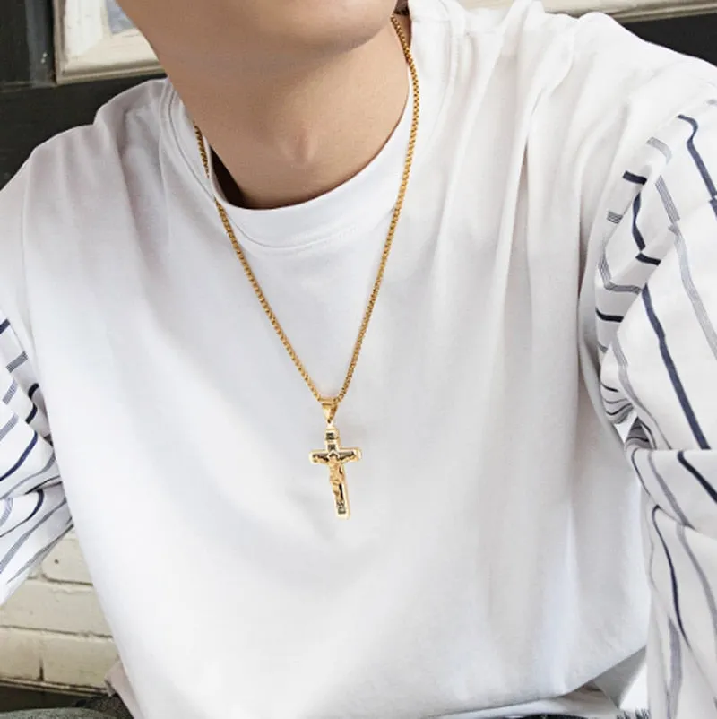 Personality Creative Jesus Cross Amulet Pendant Rock Casual Gift Catholic Christian Necklace