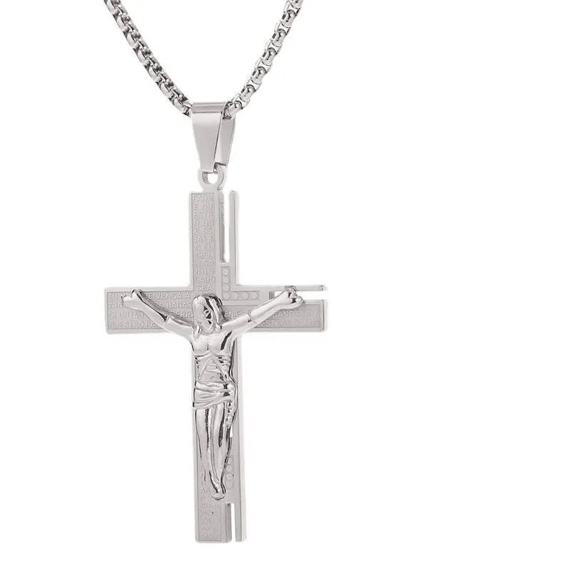 Personality Creative Jesus Cross Amulet Pendant Rock Casual Gift Catholic Christian Necklace