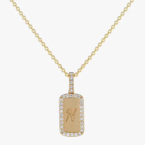 Personalized Diamond Dog Tag Necklace