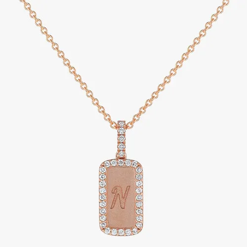 Personalized Diamond Dog Tag Necklace