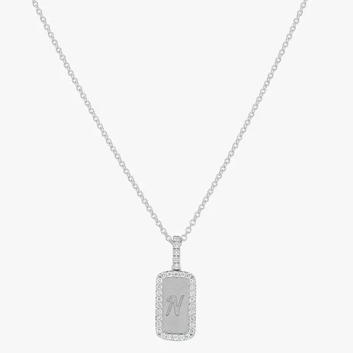 Personalized Diamond Dog Tag Necklace