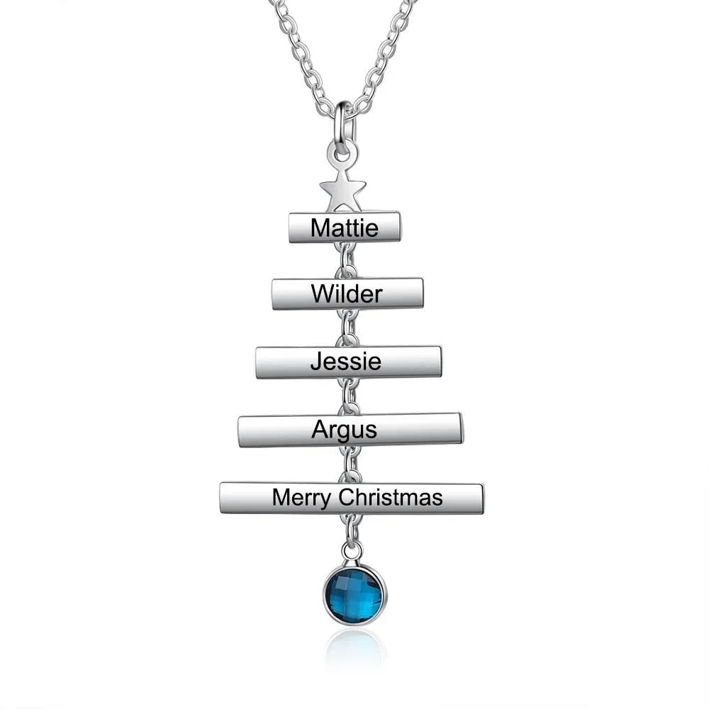 Personalized Name Blessing Christmas Tree Necklace