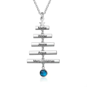 Personalized Name Blessing Christmas Tree Necklace