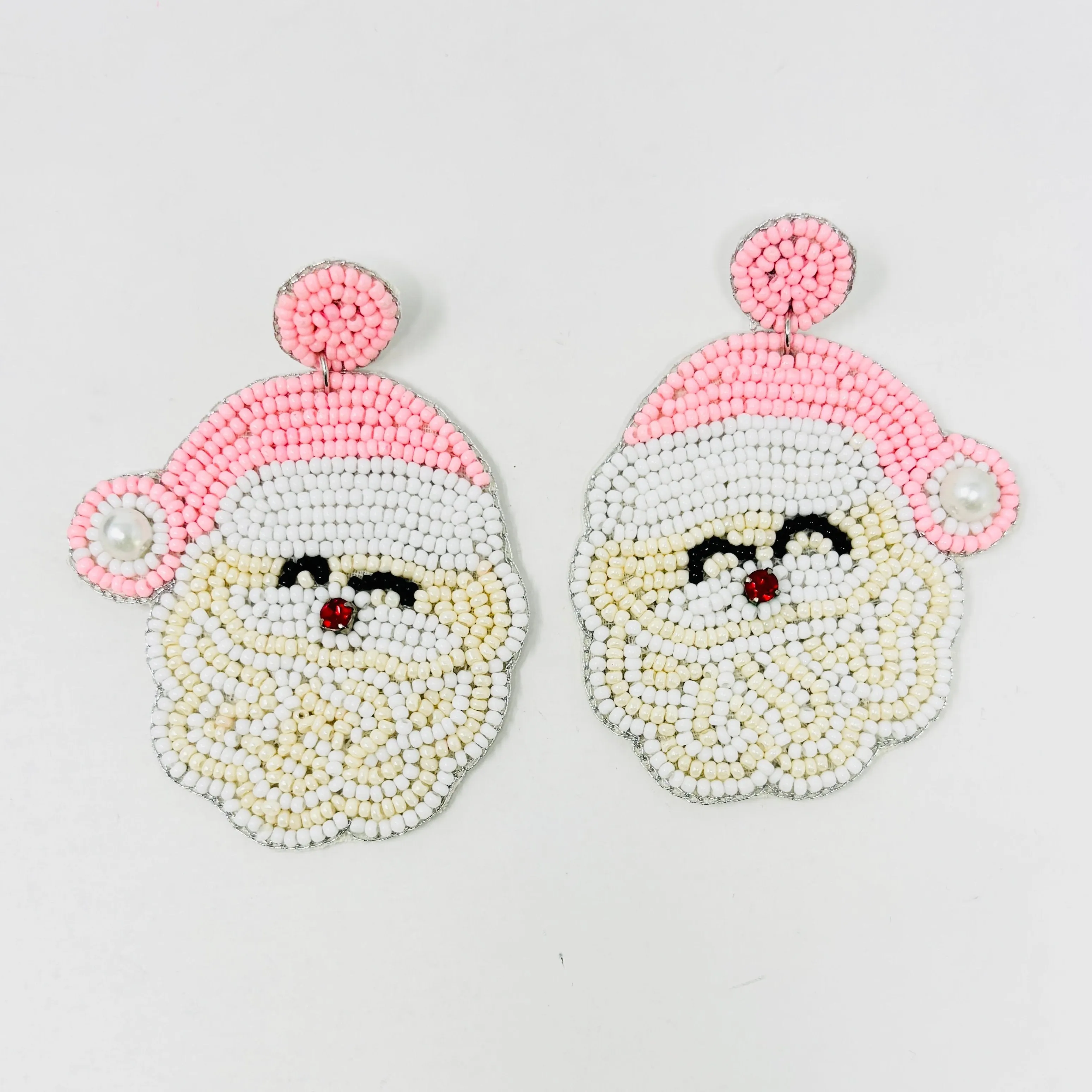 Pink Santa Beaded Earrings