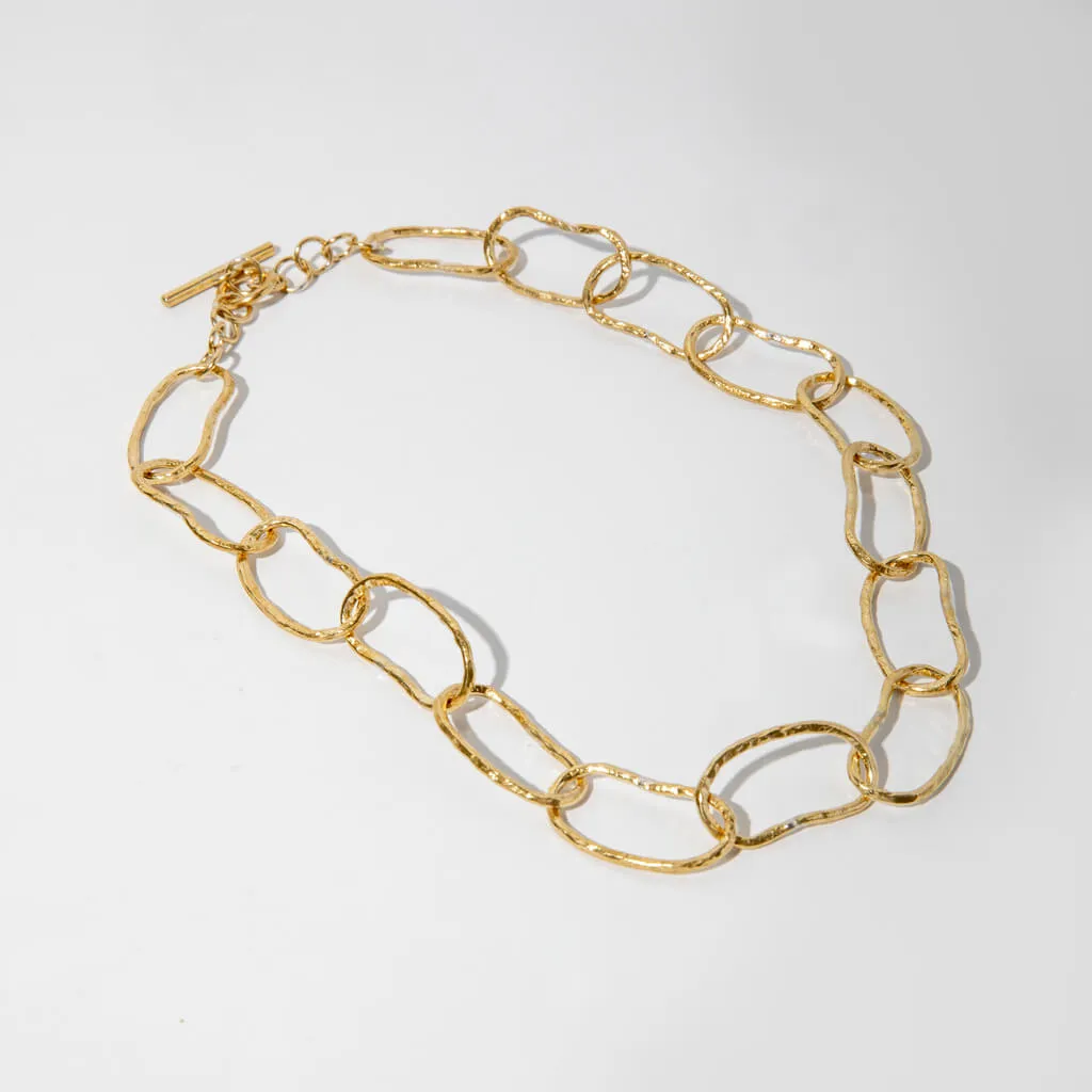 Pool Link Statement Necklace - Brass