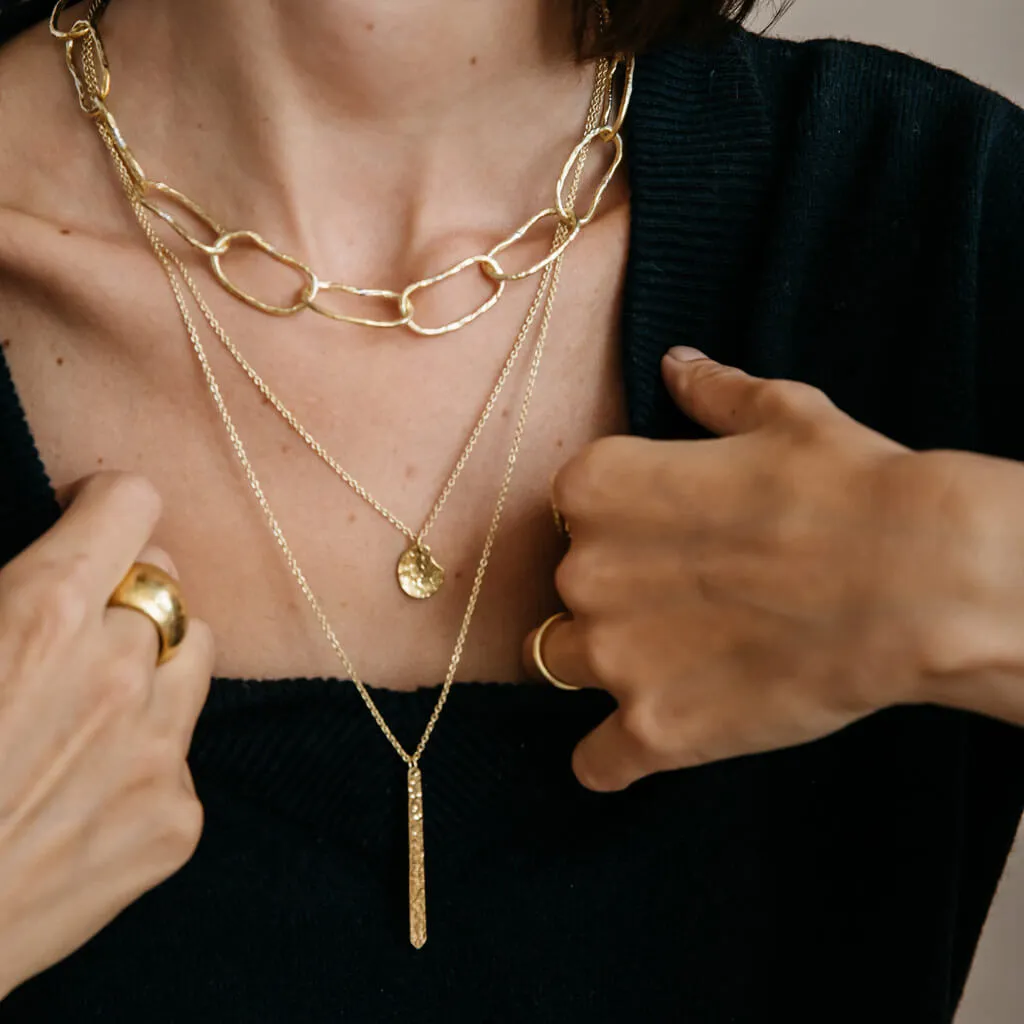 Pool Link Statement Necklace - Brass