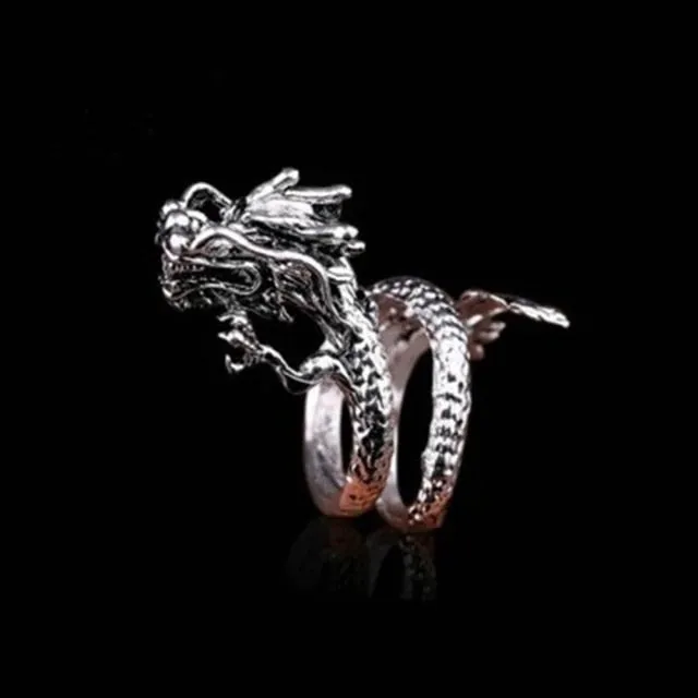 Retro Punk Snake Ring for Men Women Exaggerated Antique Siver Color Fashion Personality Stereoscopic Opening Adjustable Rings