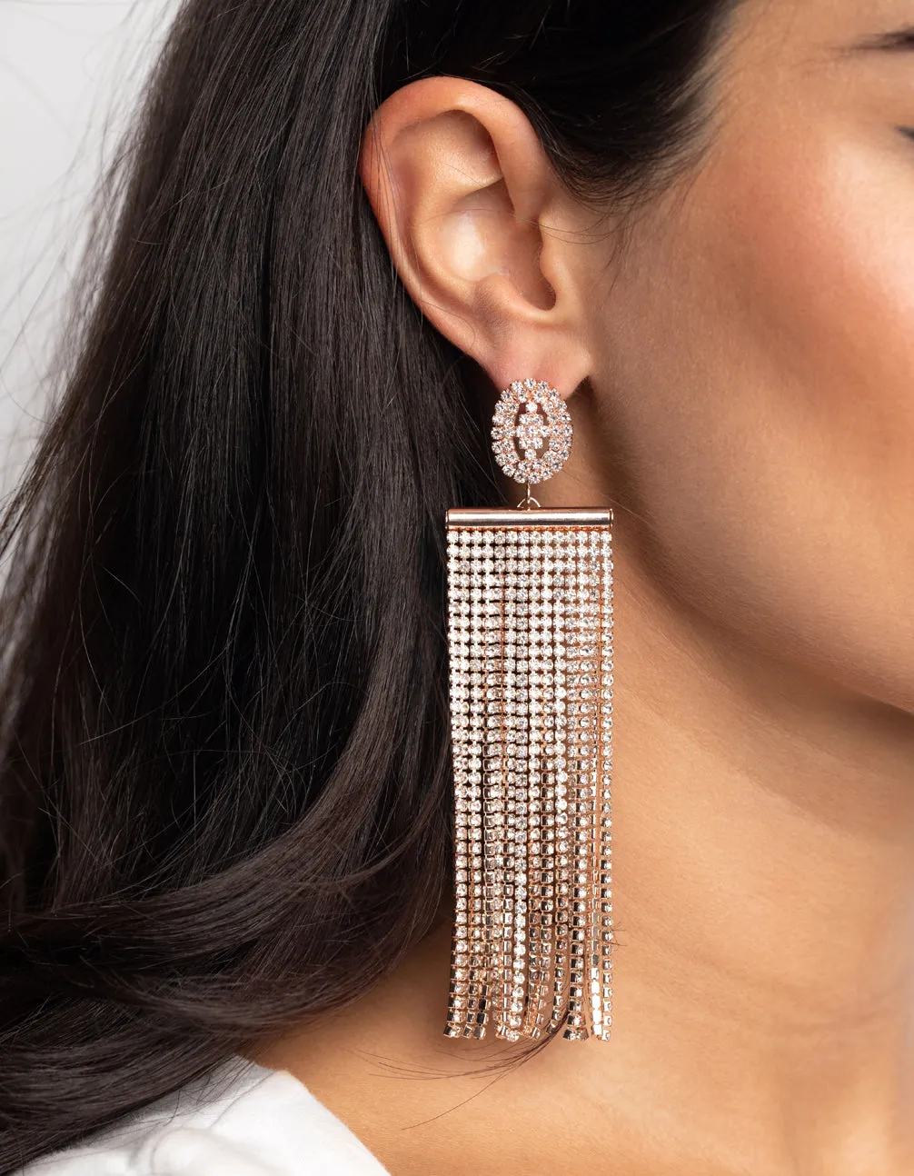 Rose Gold Diamante Statement Earrings