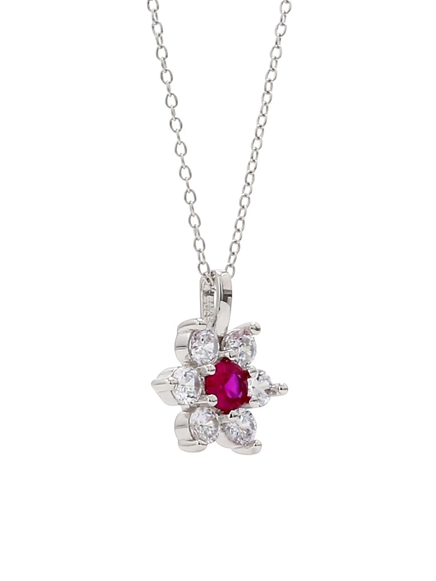 Ruby Star Pendant With Chain In 925 Silver