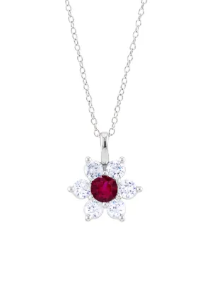 Ruby Star Pendant With Chain In 925 Silver