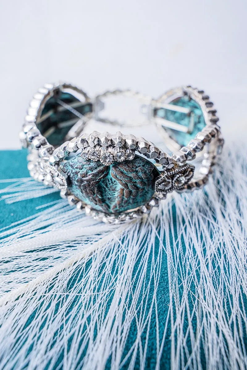 SALE! Patina and Silvertone Angel Wing Stretch Bracelet