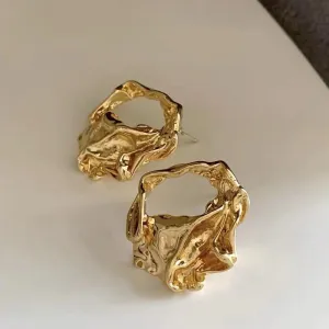 Sculpted Gold Statement Hoop Earrings jlt11703