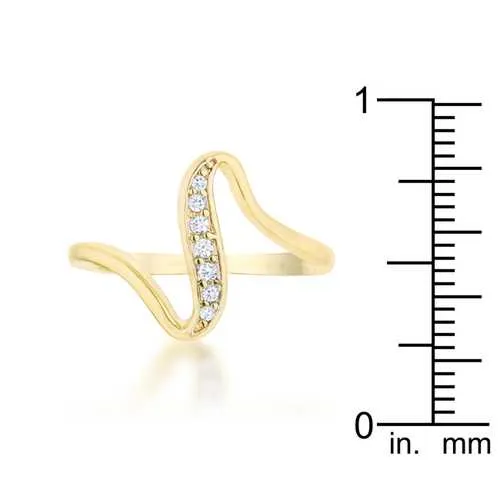 Sheryl 0.07ct CZ 14k Gold Simple Wave Ring