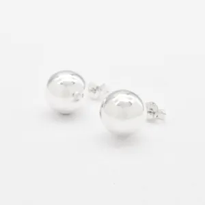 Silver Ball Studs - Polished Sphere Earrings - Round Silver Earrings