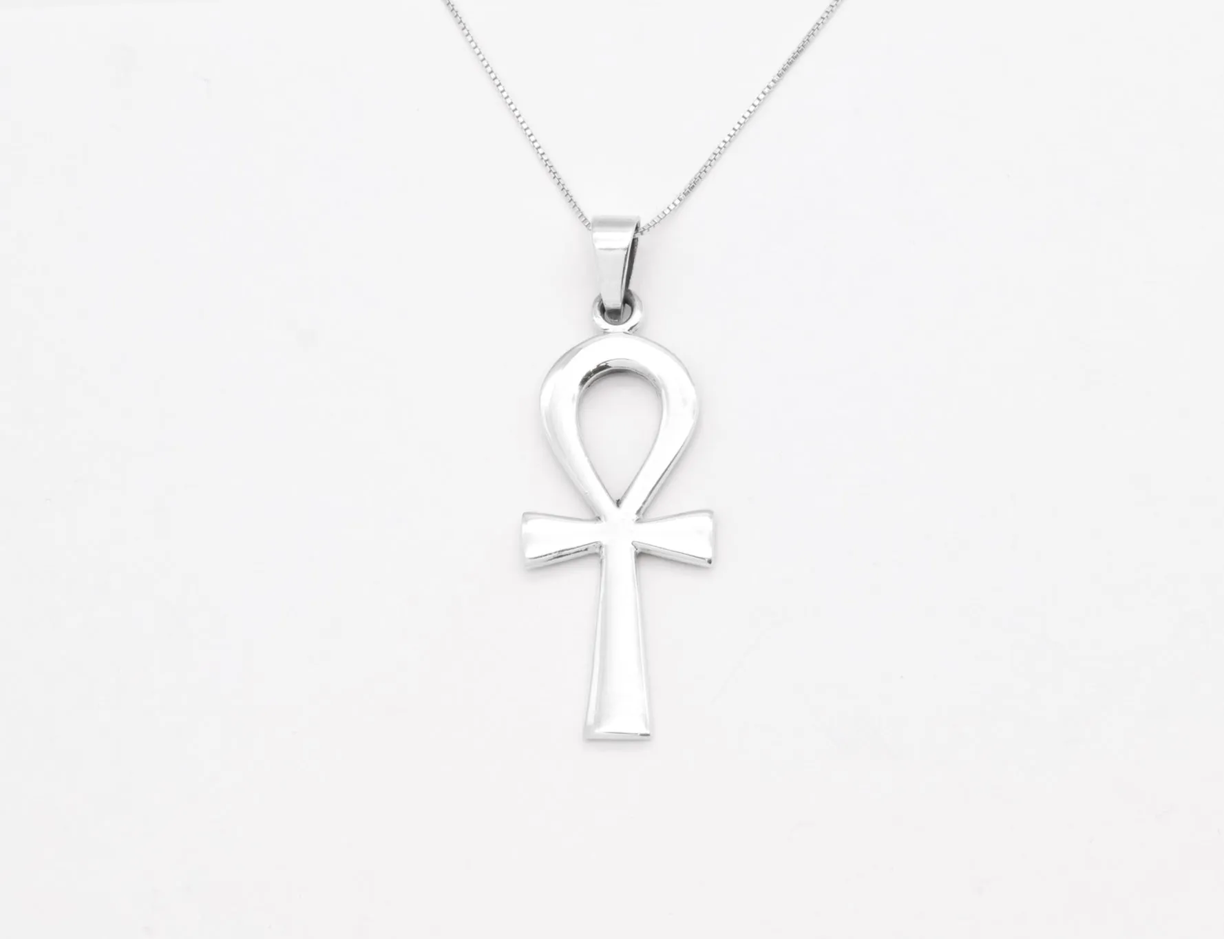 Silver Cross Necklace - Ankh Pendant - Egyptian Necklace