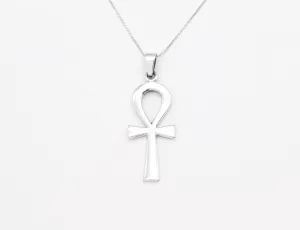 Silver Cross Necklace - Ankh Pendant - Egyptian Necklace