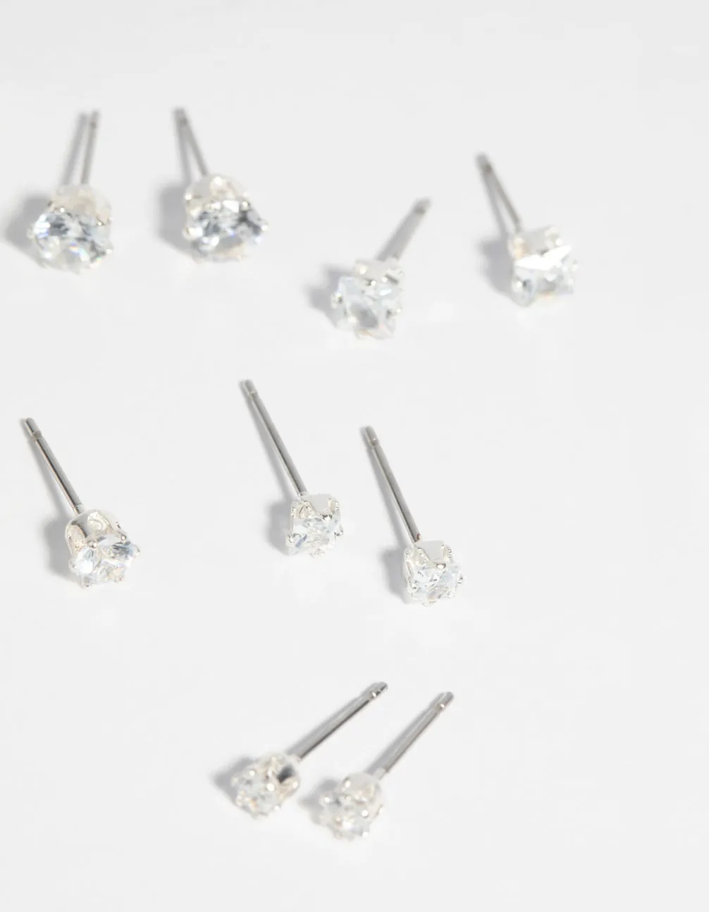 Silver Cubic Zirconia Earring 6-Pack