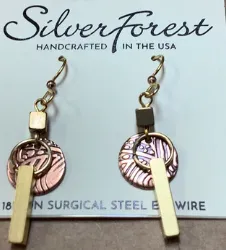 Silver Forest Earring Artistic Mixed Metal Drop - NE-2174