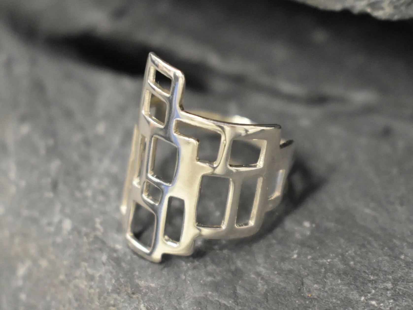 Silver Geometric Ring - Silver Statement Ring - Unique Silver Ring