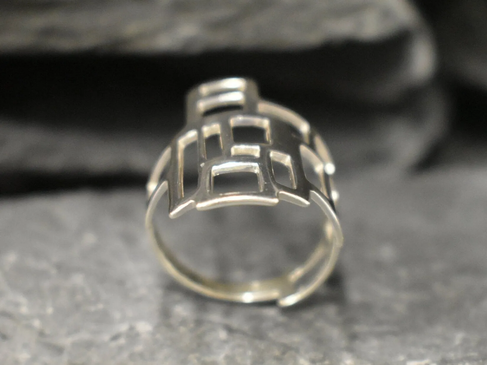 Silver Geometric Ring - Silver Statement Ring - Unique Silver Ring