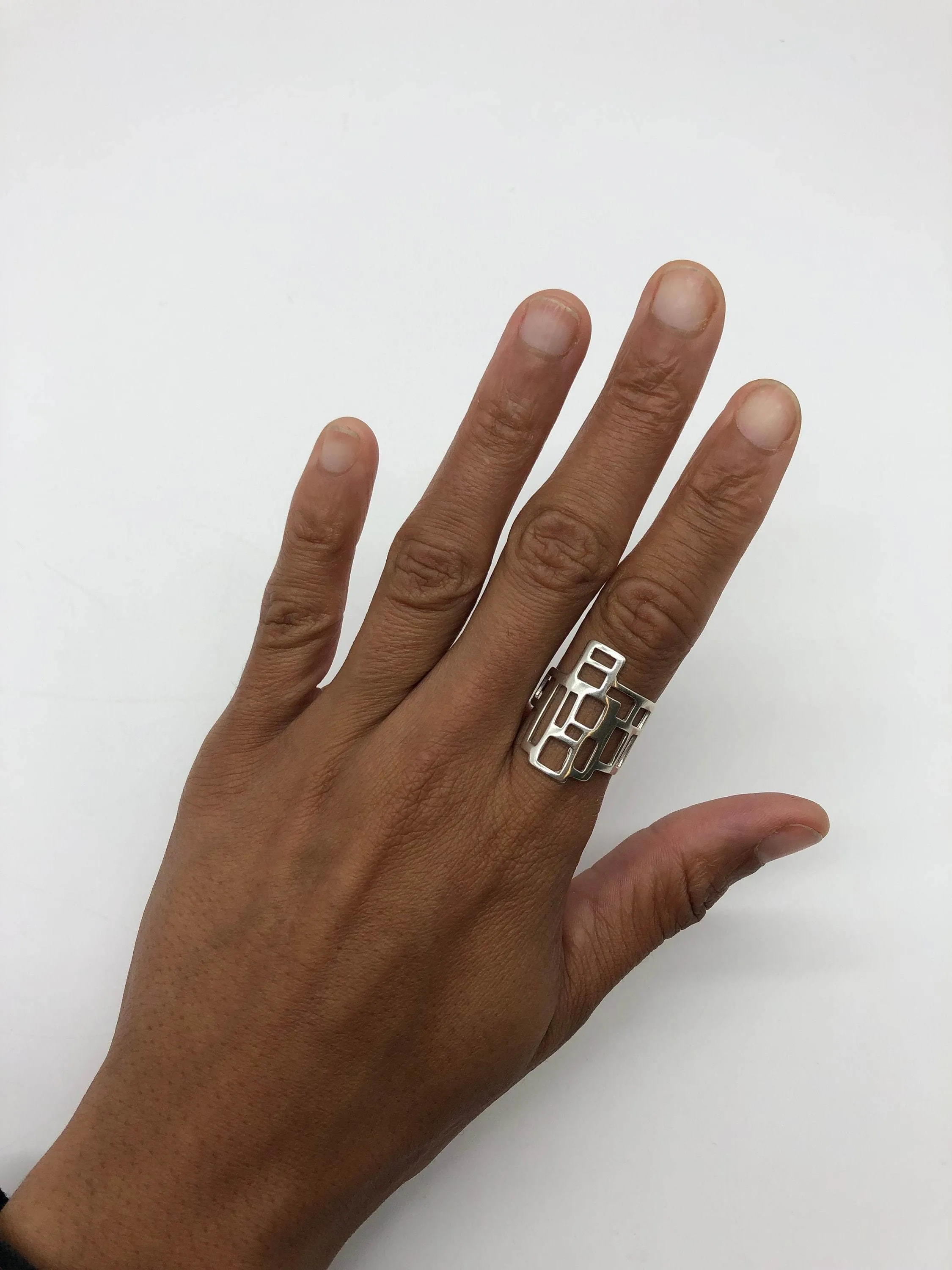 Silver Geometric Ring - Silver Statement Ring - Unique Silver Ring