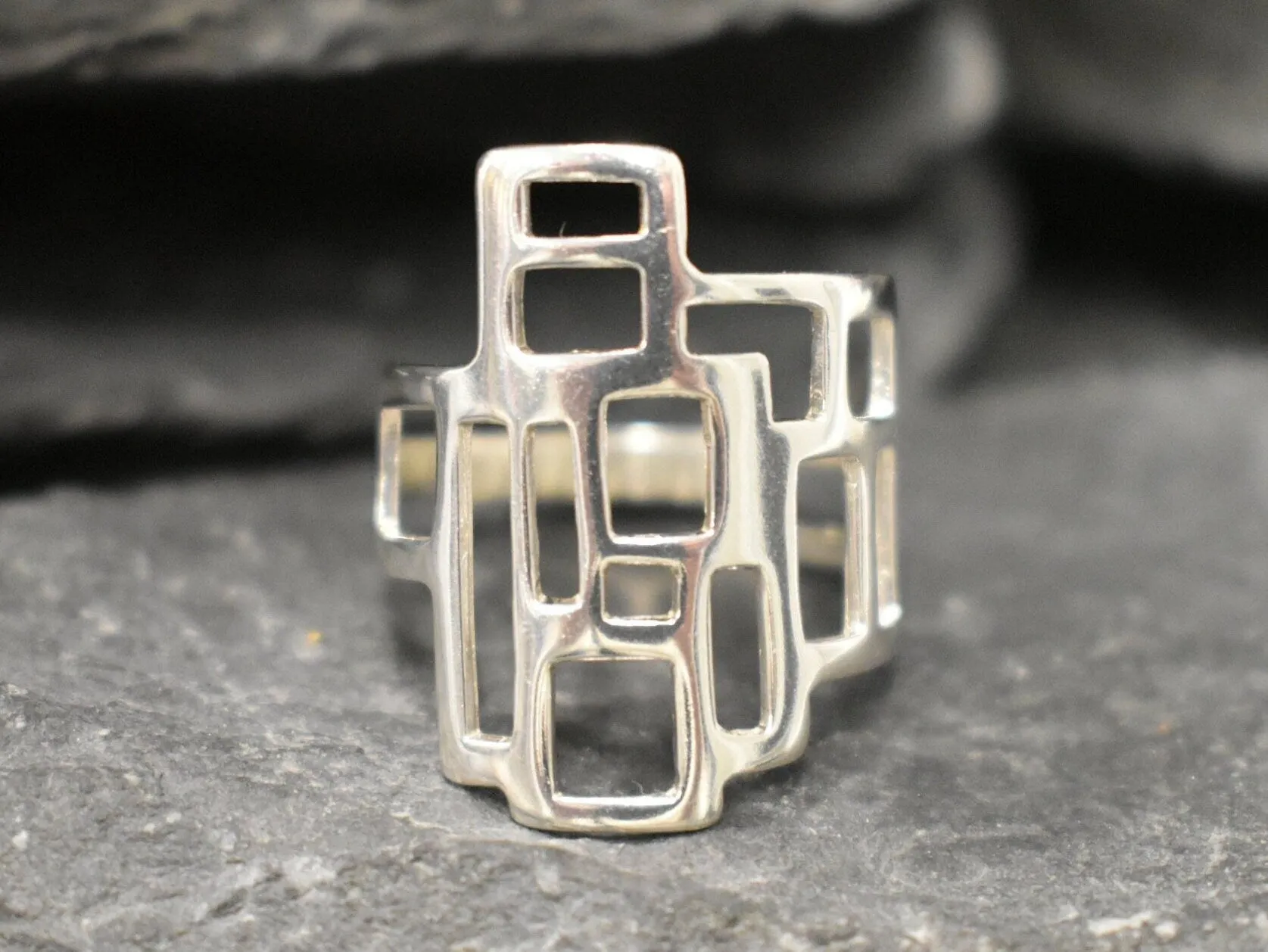 Silver Geometric Ring - Silver Statement Ring - Unique Silver Ring