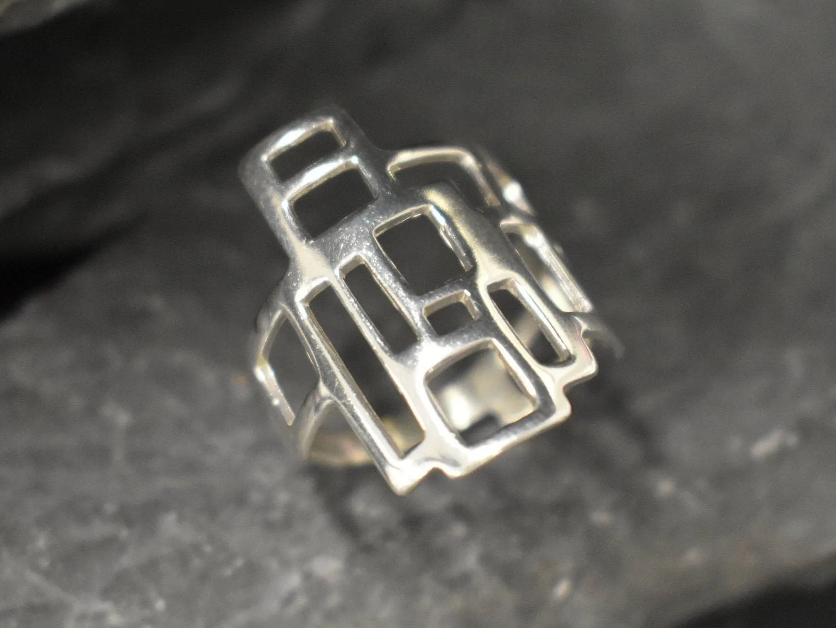 Silver Geometric Ring - Silver Statement Ring - Unique Silver Ring