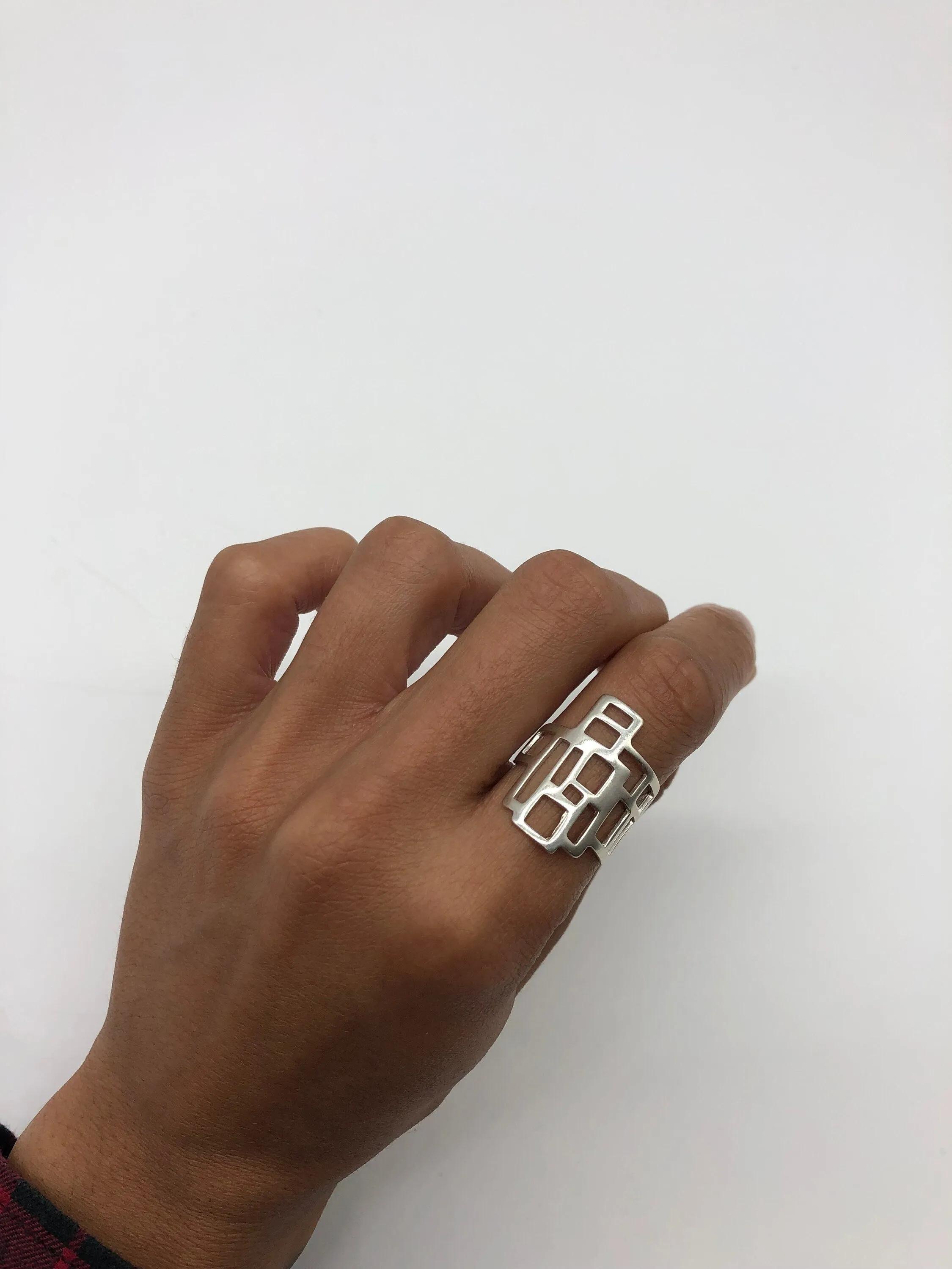 Silver Geometric Ring - Silver Statement Ring - Unique Silver Ring