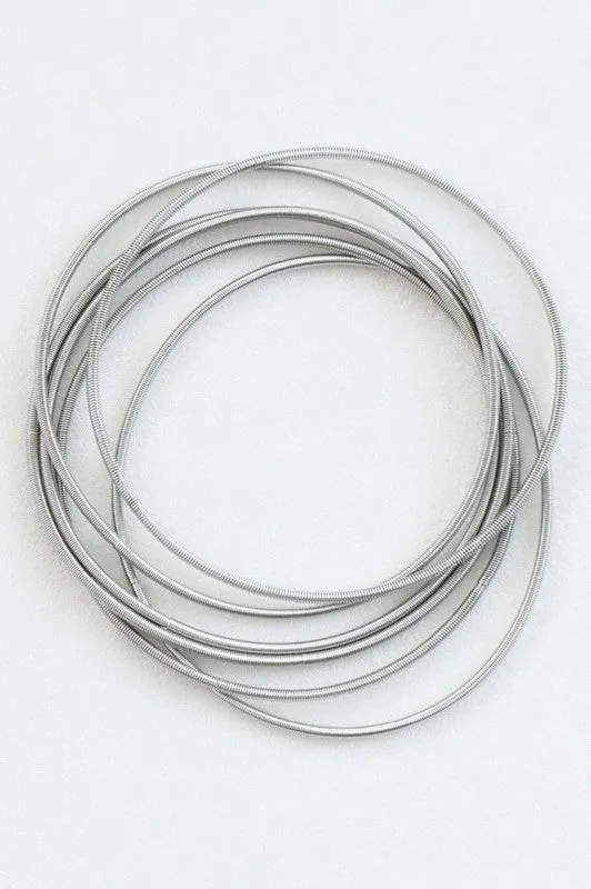 Silver Guitar String Bracelet Set