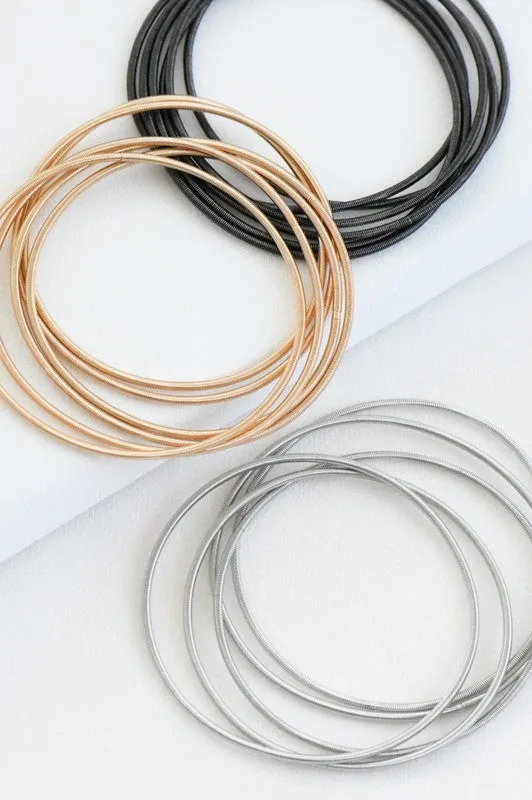 Silver Guitar String Bracelet Set