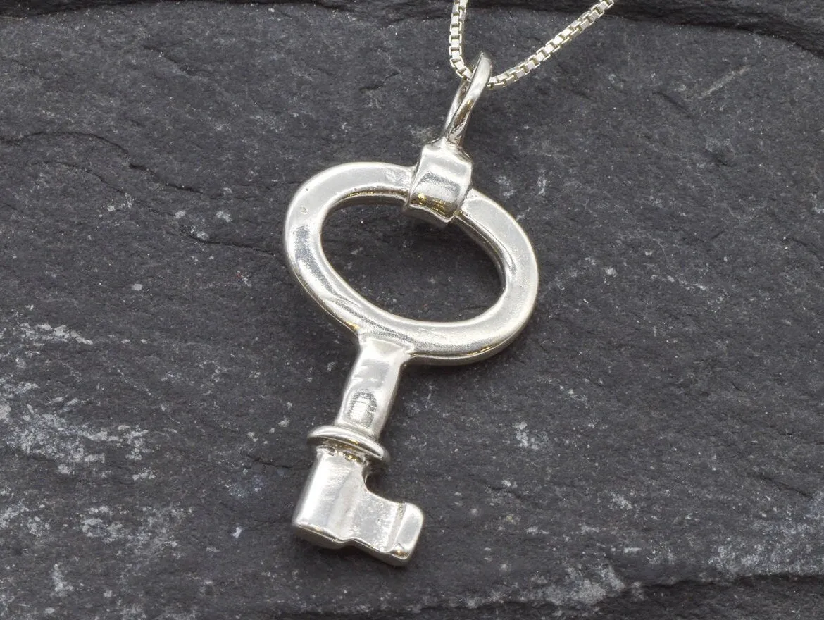 Silver Key Pendant - Key Necklace - Artistic Necklace