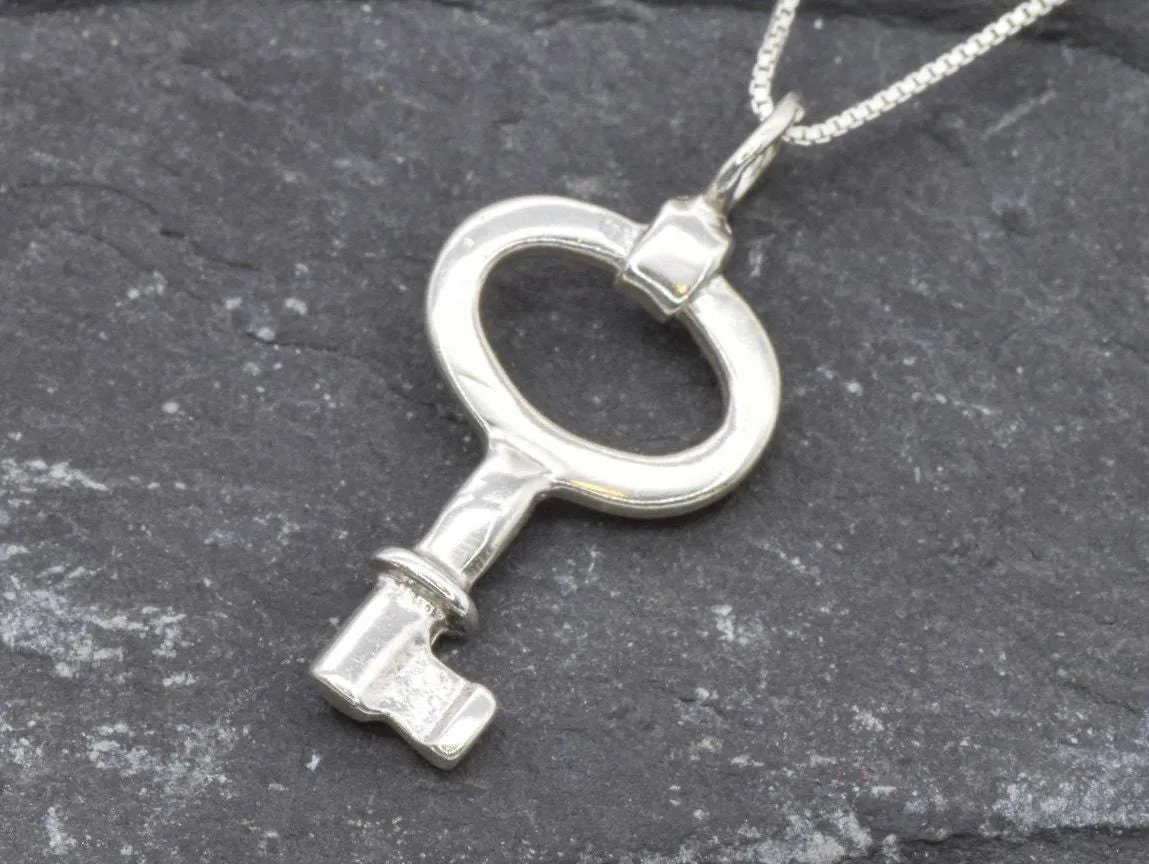 Silver Key Pendant - Key Necklace - Artistic Necklace