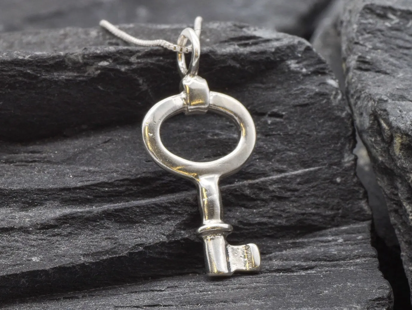 Silver Key Pendant - Key Necklace - Artistic Necklace