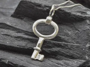 Silver Key Pendant - Key Necklace - Artistic Necklace