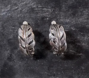 Silver Leaf Earrings - Feathers Earrings - Silver Artistic Studs