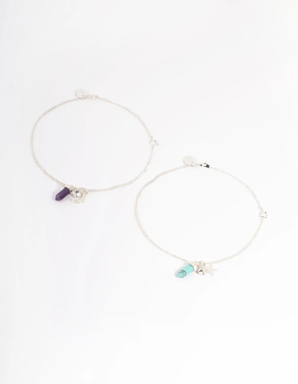 Silver Semi-Precious Shard Bracelet & Anklet Set