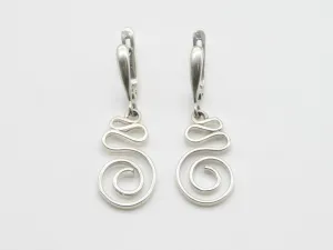 Silver Swirl Earrings - Long Dangling Earrings - Silver Spiral Earrings