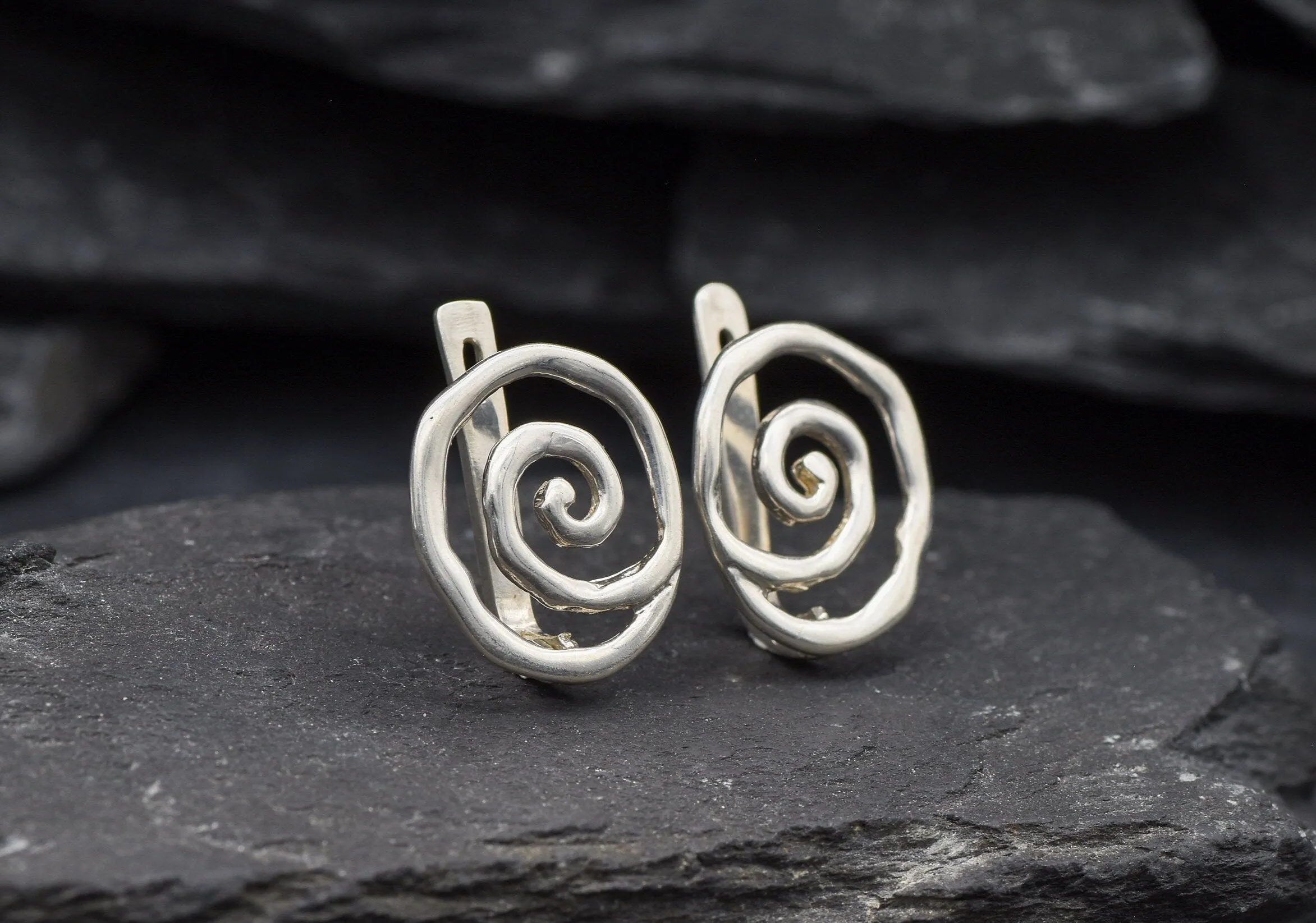 Silver Swirl Studs - Infinity Earrings - Silver Spiral Earrings